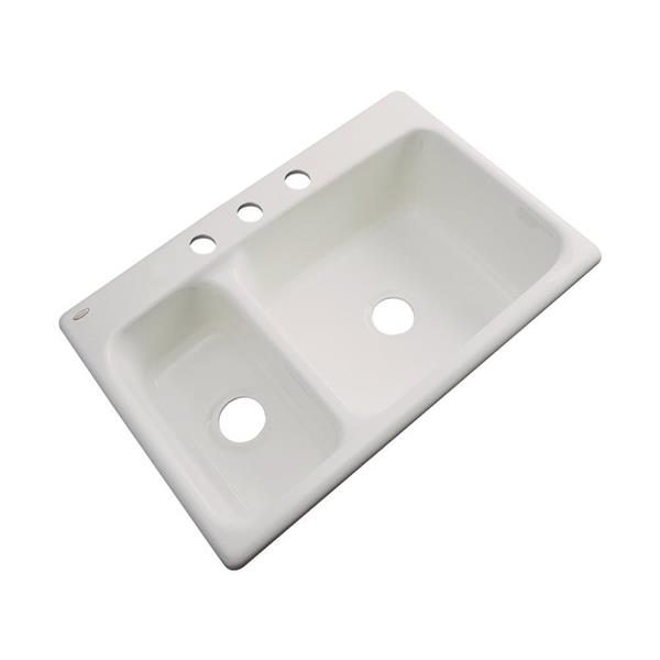 Dekor Windsor 22-in x 33-in Natural Double-Basin Drop-in 3-Hole Residential Sink