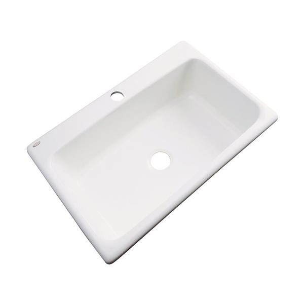 Dekor Brookwood 22 In X 33 Biscuit Single Basin Drop 1 Hole Residential Kitchen Sink