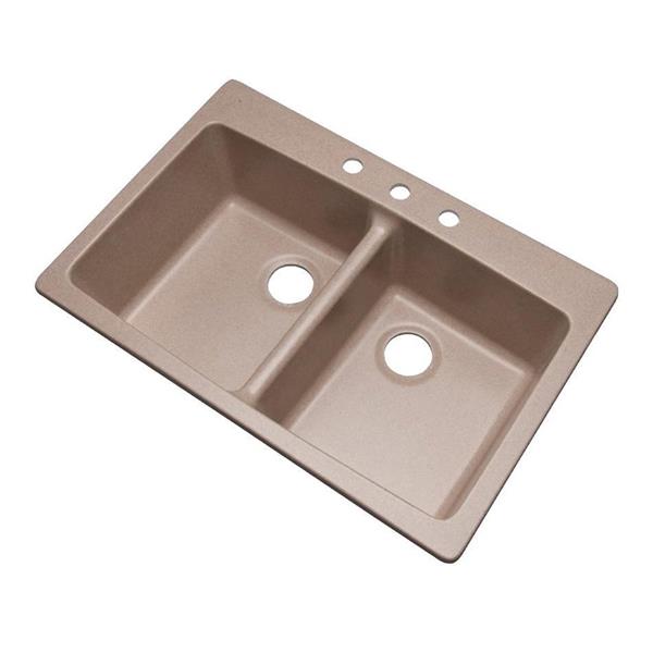 Dekor Westwood 22 In X 33 Desert Sand Double Basin Drop Or Undermount 3 Hole Residential Kitchen Sink
