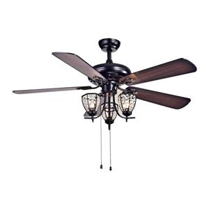 Warehouse of Tiffany Mirabelle 52-in Black Indoor Ceiling Fan With Light Kit (5 Blades)