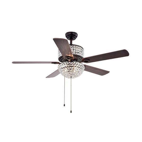 Warehouse of Tiffany 52-in Black Laure Crystal 6-Light 5-Blade Ceiling Fan