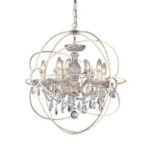 Warehouse of Tiffany Saturn's Ring 16-in White 4-Light Glam Crystal Candle Chandelier