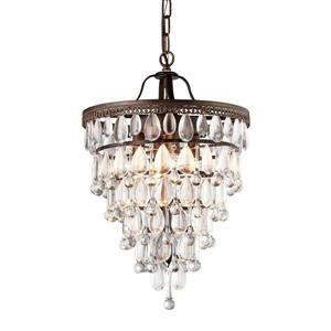 Warehouse of Tiffany 15-in Antique Bronze 4-Light Martinee Glam Waterfall Chandelier