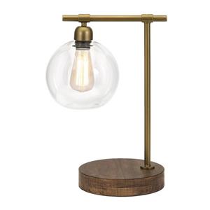 Amplitude 18-in with Mocha Base, Brass Arm and Clear Glass Shade Table Lamp
