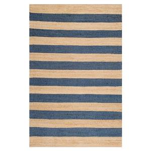 nuLOOM Flatweave Alisia Stripes 5-ft x 8-ft Rectangular Indoor Natural/Blue Area Rug