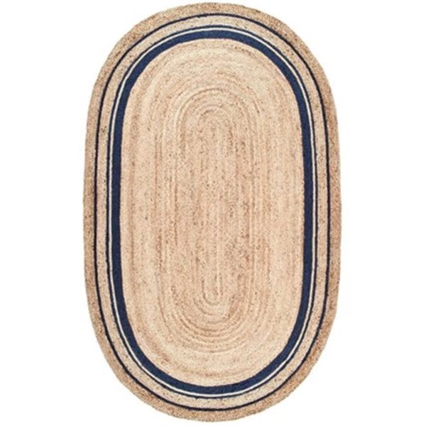 nuLOOM Rikki 5-ft x 8-ft Oval Natural/Blue Indoor Area Rug