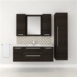 Cutler Kitchen & Bath Silhouette 15-in W x 60-in H x 12-in D Dark Chocolate Composite Wall-Mount Linen Cabinet