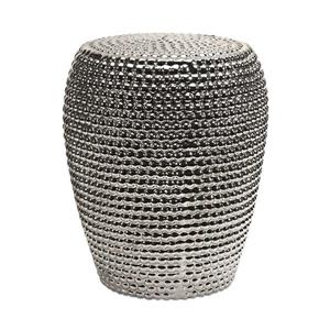 Imax Worldwide 17.75-in Metallic Ceramic Barrel Garden Stool