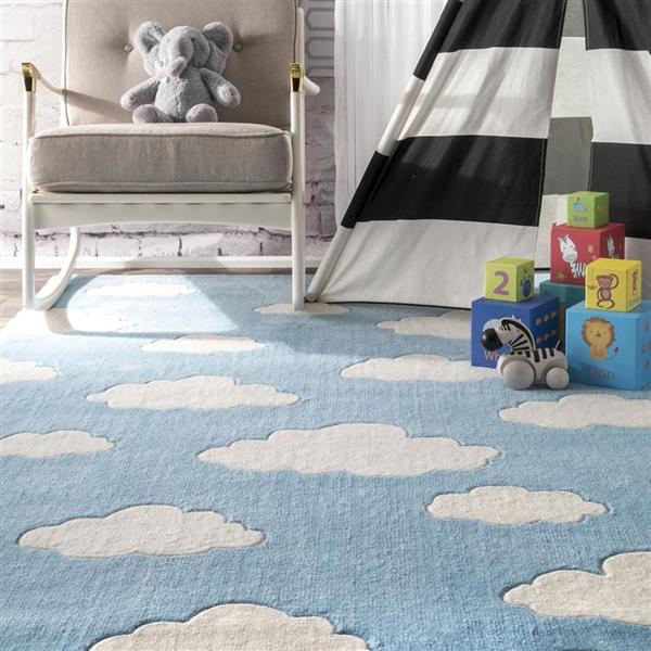nuLOOM Sachiko 8-ft x 10-ft Blue Rectangular Indoor Handcrafted Kids Area Rug