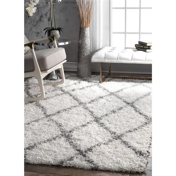 nuLOOM Alvera Easy Shag 5-ft x 8-ft Rectangular Indoor White Area Rug