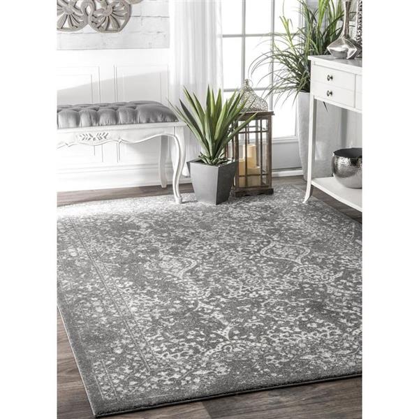 nuLOOM Vintage Odell 5-ft x 8-ft Rectangular Gray Indoor Area Rug