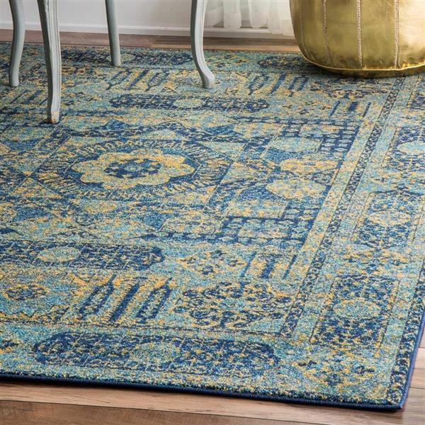 nuLOOM Vintage Emelda 5-ft x 8-ft Rectangular Blue Indoor Area Rug