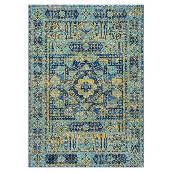 nuLOOM Vintage Emelda 5-ft x 8-ft Rectangular Blue Indoor Area Rug