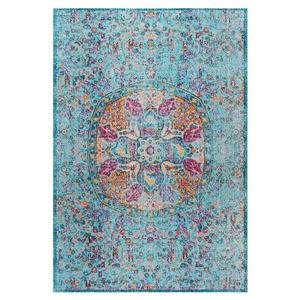 nuLOOM Floral Mandala 5-ft x 8-ft Blue Rectangular Indoor Area Rug