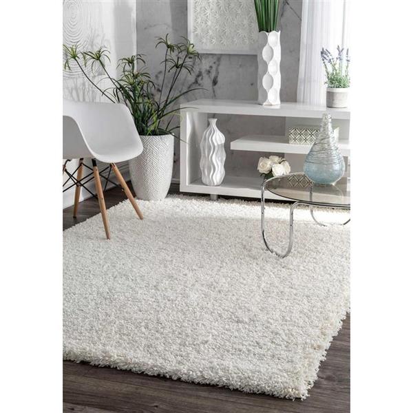 nuLOOM Shag 5ft x 8ft White Rectangular Indoor Area Rug SHG1508 RONA