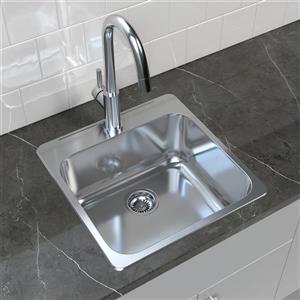 Cantrio Koncepts Stainless Steel Self Rimming Kitchen Sink 20-in x 20.5-in