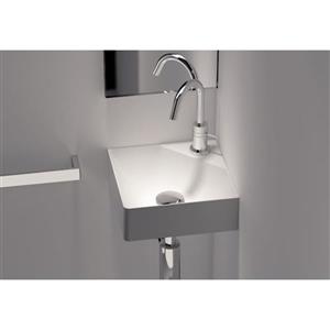 Cantrio Koncepts Wall-Mounted Corner Bathroom Sink - White - Square - 11.8"