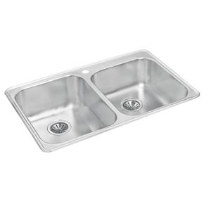 Wessan Double 1-3/4 Drop-In Sink - 20 7/8-in x 31 1/2-in x 8-in & 7-in