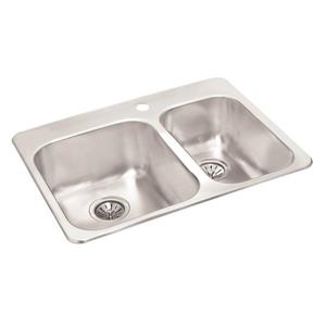 Wessan Double 1-1/2 Drop-In Sink - 20 1/2-in x 27 1/4-in x 8-in & 7-in