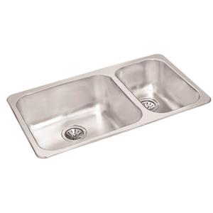 Wessan Stainless Double 1-1/2 Drop-In Sink -18-in x 31 1/2-in x 8-in & 7-in