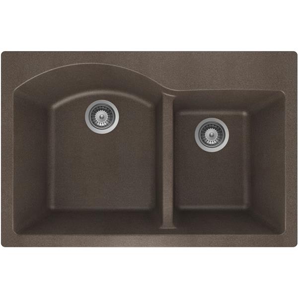 Wessan Double 1-3/4 Drop-In Sink - 20 1/2-in x 31-in x 9-in - Bronze