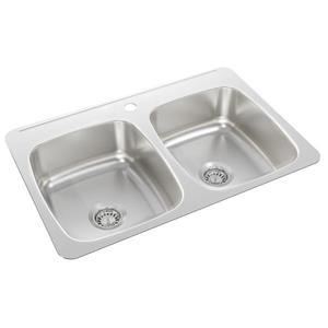 Wessan Double Drop-In Kitchen Sink - 20 1/2-in x 31-in x 7-in - Stainless