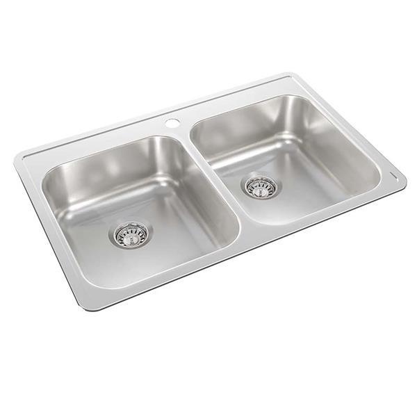 Wessan Stainless Steel Double DropIn Kitchen Sink 21in x 32in x 7