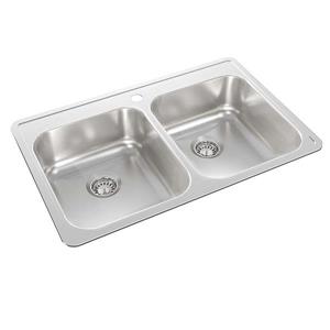 Wessan Stainless Steel Double Drop-In Kitchen Sink - 21-in x 32-in x 7-in