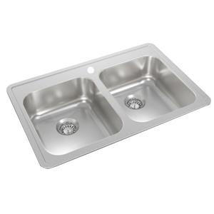 Wessan Stainless Steel Double Drop-In Kitchen Sink - 21-in x 32-in x 7-in