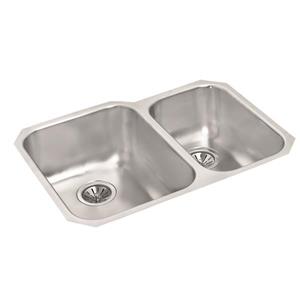 Wessan Stainless Double 1-1/2 Undermount Sink - 20-in x 29-in x 8-in & 7-in