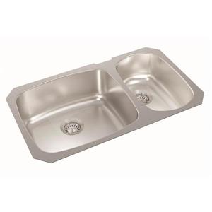 Wessan Stainless Double 1-1/2 Undermount Sink - 18-in x 31-in x 8-in & 7-in