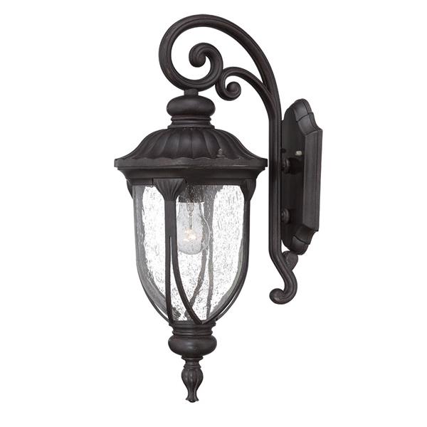 Acclaim Lighting Laurens 22.5-in Matte Black Clear Glass Downward Mount Outdoor Wall Lantern