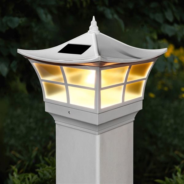 Capuchon de poteau solaire Ambience, PVC, blanc, 5 po x 5 po