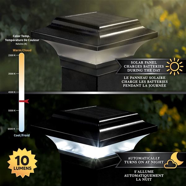 Classy Caps Solar Post Cap Light Black Aluminum 2.5-in x 2.5-in SLO82B  RONA