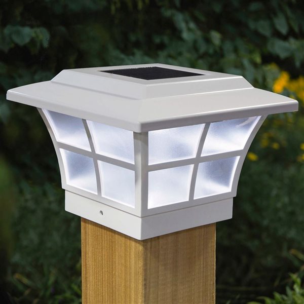 Capuchon de poteau solaire Prestige, PVC, blanc, 4 po x 4 po