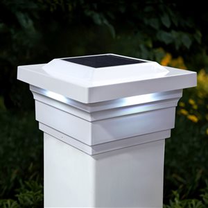 Capuchon de poteau solaire Majestic, PVC, blanc, 5 po x 5 po