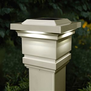 Capuchon de poteau solaire Classy, PVC, beige, 4 po x 4 po