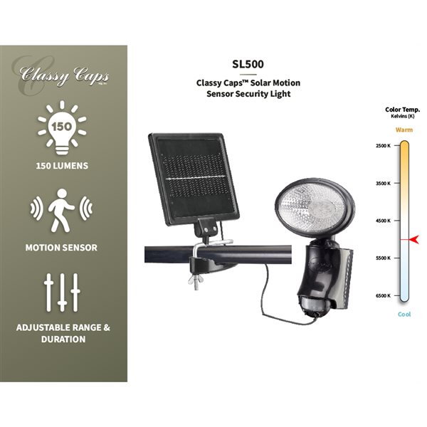 Classy Caps Solar Motion Sensor Security Light