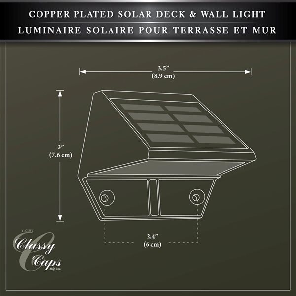 Classy Caps Copper Plated Aluminum Solar Deck and Wall Light