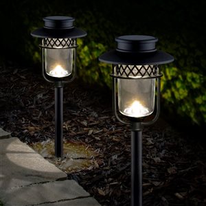 Classy Caps Black Stainless Steel Solar Landscape Path and Garden Lights (Set of 2)