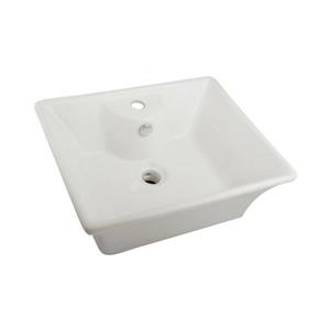 Elements of Design Forte White Vessel Rectangular Bathroom Sink with Overflow