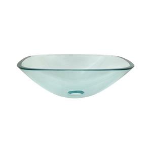 Elements of Design Fauceture 16.5-in Square Tempered Glass Vessel Sink