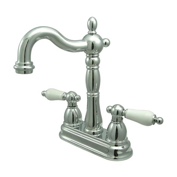 Elements of Design New Orleans Chrome 9-in Lever-Handle Deck Mount Bridge Kitchen Faucet