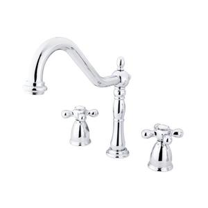 Elements of Design New Orleans Chrome 9-in 2-Cross Handle Deck Mount High-Arc Kitchen Faucet