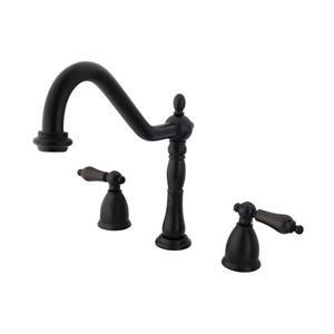 Elements of Design New Orleans Oil-Rubbed Bronze 9-in 2-Lever Handle Deck Mount High-Arc Kitchen Faucet
