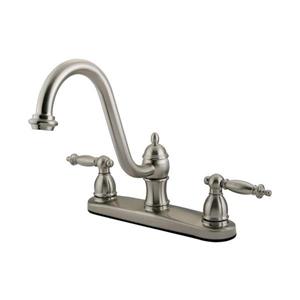 Elements of Design Templeton Satin Nickel 9-in 2-Lever Handle High-Arc Deck Mount Kitchen Faucet