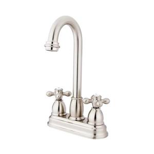 Elements of Design Chicago Satin Nickel 10-in 2-Cross Handle High-Arc Deck Mount Kitchen Faucet