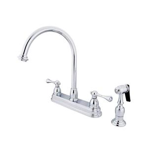 Elements of Design St. Louis Chrome 12-in 2-Lever Handle High-Arc Deck Mount Kitchen Faucet with Sprayer