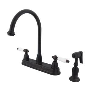 Elements of Design Chicago Oil-Rubbed Bronze 12-in Lever-Handle Deck Mount High-Arc Kitchen Faucet with Sprayer