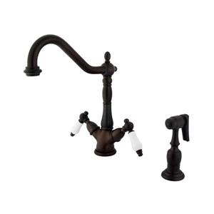 Elements of Design Oil-Rubbed Bronze 12-in Lever-Handle Deck Mount Kitchen Faucet with Sprayer